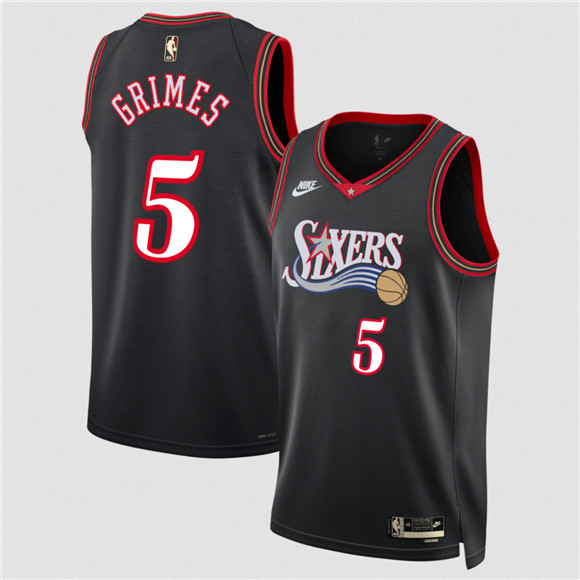 Philadelphia 76ers #5 Quentin Grimes Black 2025 Classic Edition Stitched Jersey Philadelphia 76ers #5 Quentin Grimes Black 2025 Classic Edition Stitched Jersey