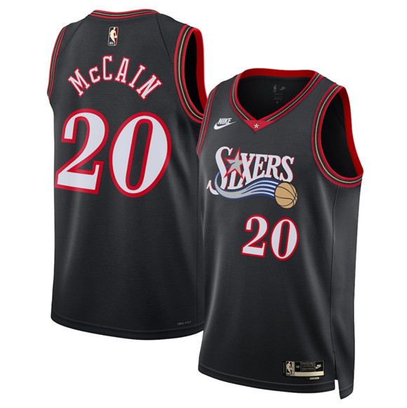 Philadelphia 76ers #20 Jared McCain Jared McCain Black 2025 Classic Edition Stitched Jersey Philadelphia 76ers #20 Jared McCain Jared McCain Black 2025 Classic Edition Stitched Jersey