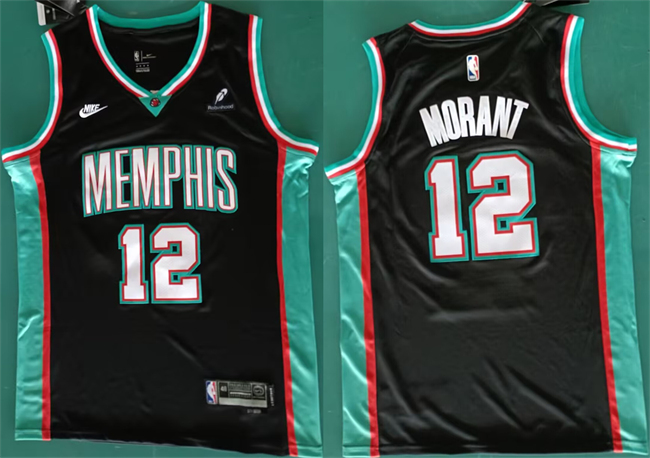 Memphis Grizzlies #12 Ja Morant Black 2025 Classic Edition Stitched Basketball Jersey Memphis Grizzlies #12 Ja Morant Black 2025 Classic Edition Stitched Basketball Jersey