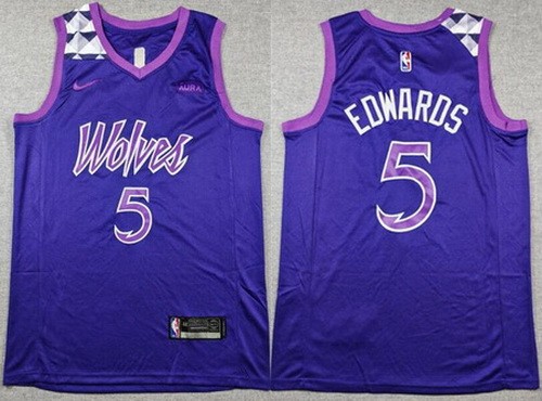 Minnesota Timberwolves #5 Anthony Edwards Purple Sponsor Swingman Jersey Minnesota Timberwolves #5 Anthony Edwards Purple Sponsor Swingman Jersey