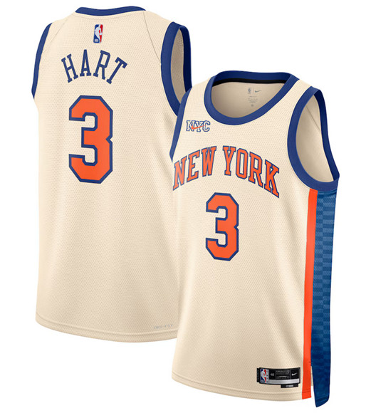 New York Knicks #3 Josh Hart Cream 2025-26 City Edition Swingman Stitched Basketball Jersey New York Knicks #3 Josh Hart Cream 2025-26 City Edition Swingman Stitched Basketball Jersey