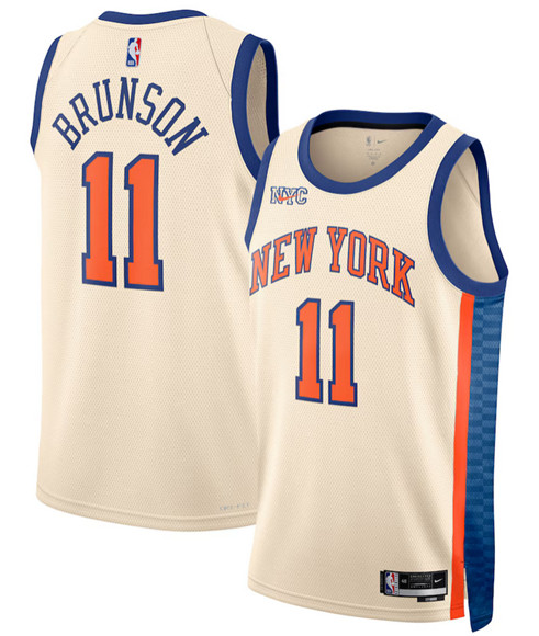 New York Knicks #11 Jalen Brunson Cream 2025-26 City Edition Swingman Stitched Basketball Jersey New York Knicks #11 Jalen Brunson Cream 2025-26 City Edition Swingman Stitched Basketball Jersey