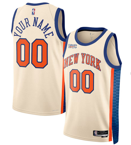 New York Knicks Active Player Custom Cream 2025-26 City Edition Swingman Stitched Basketball Jersey New York Knicks Active Player Custom Cream 2025-26 City Edition Swingman Stitched Basketball Jersey