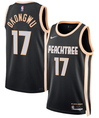 Atlanta Hawks #17 Onyeka Okongwu Black 2025-26 City Edition Swingman Stitched Jersey Atlanta Hawks #17 Onyeka Okongwu Black 2025-26 City Edition Swingman Stitched Jersey