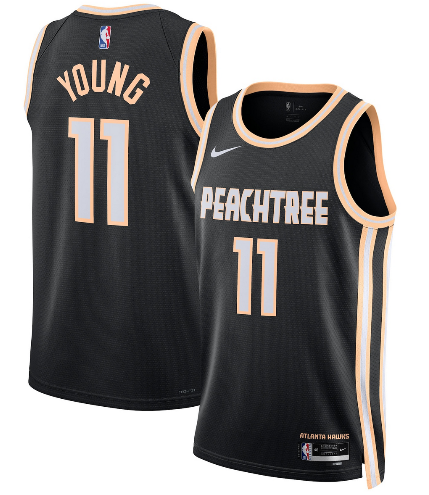 Atlanta Hawks #11 Trae Young Black 2025-26 City Edition Swingman Stitched Jersey Atlanta Hawks #11 Trae Young Black 2025-26 City Edition Swingman Stitched Jersey