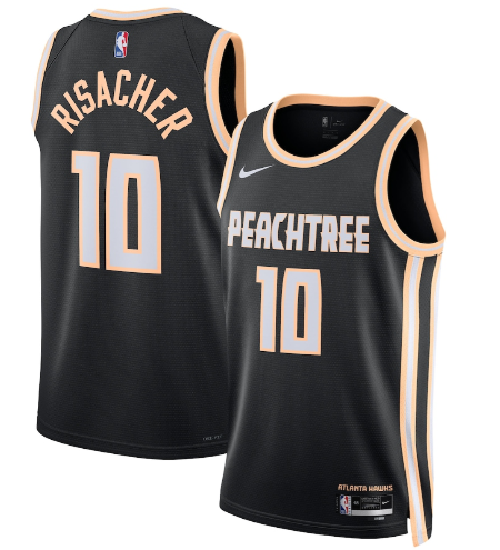 Atlanta Hawks #10 Zaccharie Risacher Black 2025-26 City Edition Swingman Stitched Jersey Atlanta Hawks #10 Zaccharie Risacher Black 2025-26 City Edition Swingman Stitched Jersey