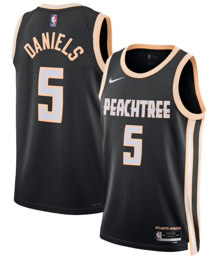 Atlanta Hawks #5 Dyson Daniels Black 2025-26 City Edition Swingman Stitched Jersey Atlanta Hawks #5 Dyson Daniels Black 2025-26 City Edition Swingman Stitched Jersey