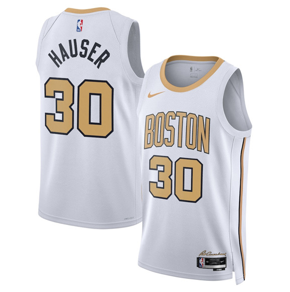 Boston Celtics #30 Sam Hauser White 2025-26 City Edition Swingman Stitched Basketball Jersey Boston Celtics #30 Sam Hauser White 2025-26 City Edition Swingman Stitched Basketball Jersey