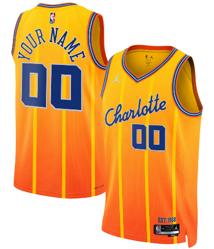 Charlotte Hornets Active Player Custom Gold 2025-26 City Edition Swingman Stitched Jersey Charlotte Hornets Active Player Custom Gold 2025-26 City Edition Swingman Stitched Jersey