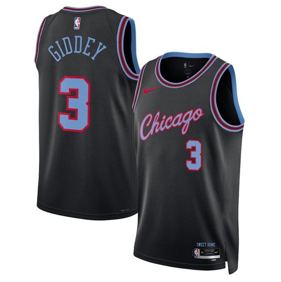 Chicago Bulls #3 Josh Giddey Black 2025-26 City Edition Swingman Stitched Basketball Jersey Chicago Bulls #3 Josh Giddey Black 2025-26 City Edition Swingman Stitched Basketball Jersey