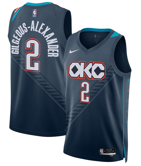 Oklahoma City Thunder #2 Shai Gilgeous-Alexander Navy 2025-26 City Edition Swingman Stitched Basketball Jersey Oklahoma City Thunder #2 Shai Gilgeous-Alexander Navy 2025-26 City Edition Swingman Stitched Basketball Jersey
