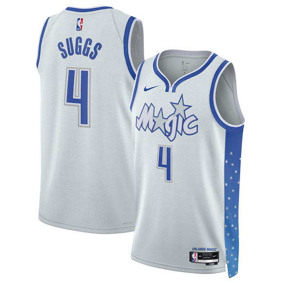 Orlando Magic #4 Jalen Suggs Silver 2025-26 City Edition Stitched Basketball Jersey Orlando Magic #4 Jalen Suggs Silver 2025-26 City Edition Stitched Basketball Jersey
