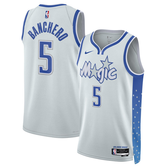 Orlando Magic #5 Paolo Banchero Silver 2025-26 City Edition Stitched Basketball Jersey Orlando Magic #5 Paolo Banchero Silver 2025-26 City Edition Stitched Basketball Jersey
