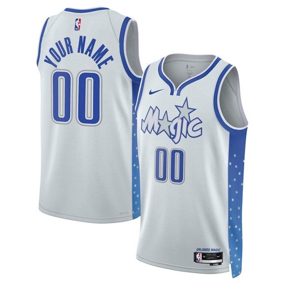 Orlando Magic Active Player Custom Silver 2025-26 City Edition Stitched Basketball Jersey Orlando Magic Active Player Custom Silver 2025-26 City Edition Stitched Basketball Jersey