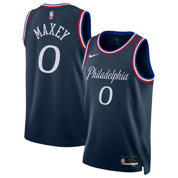 Philadelphia 76ers #0 Tyrese Maxey Navy 2025-26 City Edition Swingman Stitched Jersey Philadelphia 76ers #0 Tyrese Maxey Navy 2025-26 City Edition Swingman Stitched Jersey