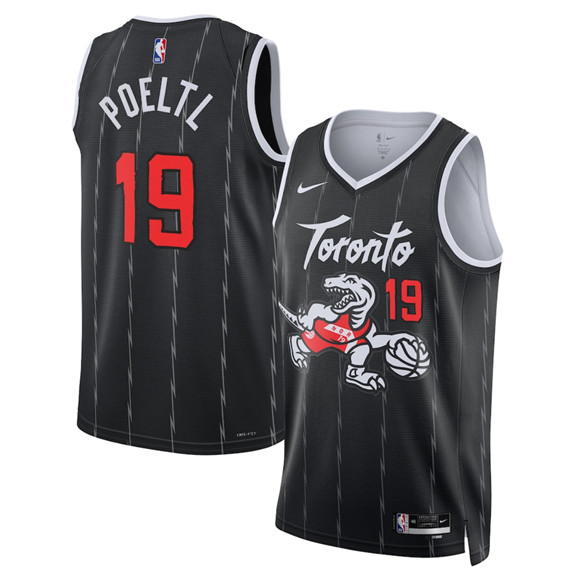 Toronto Raptors #19 Jakob Poeltl Black 2025-26 City Edition Stitched Basketball Jersey Toronto Raptors #19 Jakob Poeltl Black 2025-26 City Edition Stitched Basketball Jersey