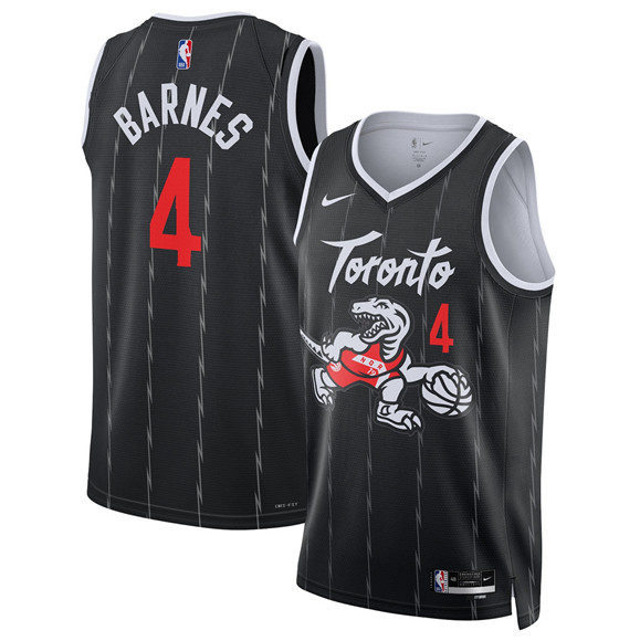 Toronto Raptors #4 Scottie Barnes Black 2025-26 City Edition Stitched Basketball Jersey Toronto Raptors #4 Scottie Barnes Black 2025-26 City Edition Stitched Basketball Jersey