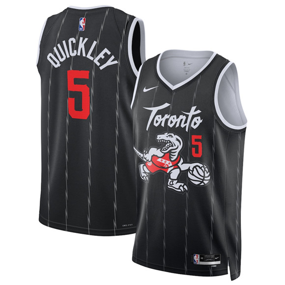 Toronto Raptors #5 Immanuel Quickley Black 2025-26 City Edition Stitched Basketball Jersey Toronto Raptors #5 Immanuel Quickley Black 2025-26 City Edition Stitched Basketball Jersey