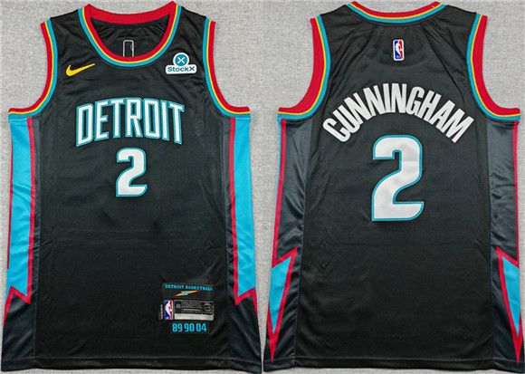 Detroit Pistons #2 Cade Cunningham Black 2025-26 City Edition Stitched Basketball Jersey Detroit Pistons #2 Cade Cunningham Black 2025-26 City Edition Stitched Basketball Jersey