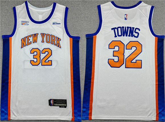 New York Knicks #32 Karl-Anthony Towns White 2024-25 City Edition Stitched Basketball Jersey New York Knicks #32 Karl-Anthony Towns White 2024-25 City Edition Stitched Basketball Jersey