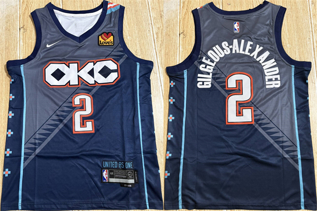 Oklahoma City Thunder #2 Shai Gilgeous-Alexander Navy Stitched Basketball Jersey Oklahoma City Thunder #2 Shai Gilgeous-Alexander Navy Stitched Basketball Jersey
