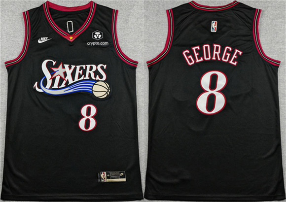 Philadelphia 76ers #8 Paul George Black 2025 Classic Edition Stitched Stitched Jersey Philadelphia 76ers #8 Paul George Black 2025 Classic Edition Stitched Stitched Jersey