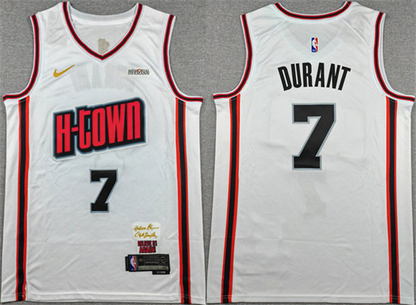 Houston Rockets #7 Kevin Durant White 2024-25 City Edition Stitched Jersey Houston Rockets #7 Kevin Durant White 2024-25 City Edition Stitched Jersey