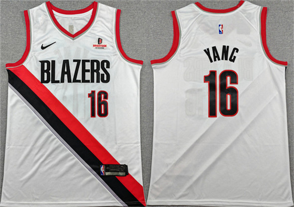 Portland Trail Blazers #16 Yang Hansen White Association Edition Stitched Basketball Jersey Portland Trail Blazers #16 Yang Hansen White Association Edition Stitched Basketball Jersey