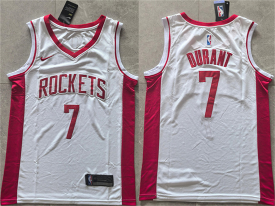Houston Rockets #7 Kevin Durant White 2025 Association Edition Stitched Jersey Houston Rockets #7 Kevin Durant White 2025 Association Edition Stitched Jersey