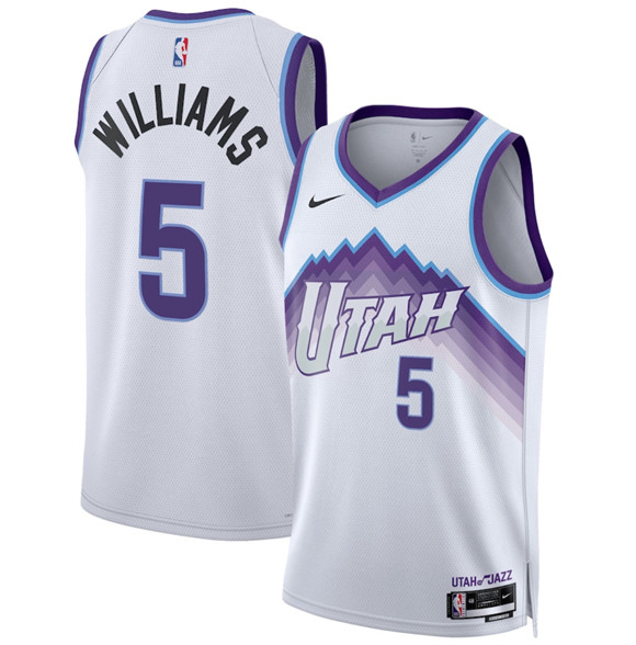 Utah Jazz #5 Cody Williams White 2025 Association Edition Stitched Basketball Jersey Utah Jazz #5 Cody Williams White 2025 Association Edition Stitched Basketball Jersey