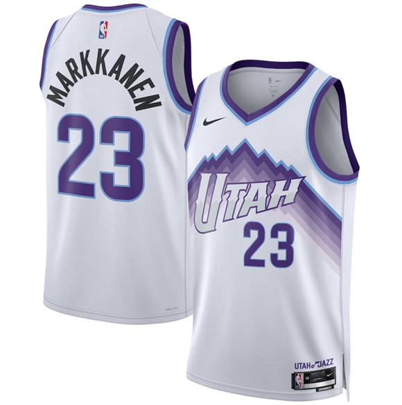 Utah Jazz #23 Lauri Markkanen White 2025 Association Edition Stitched Basketball Jersey Utah Jazz #23 Lauri Markkanen White 2025 Association Edition Stitched Basketball Jersey
