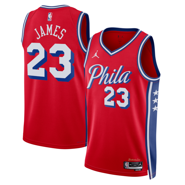 Philadelphia 76ers #23 LeBron James Red 2026 Statement Edition Stitched Jersey Philadelphia 76ers #23 LeBron James Red 2026 Statement Edition Stitched Jersey
