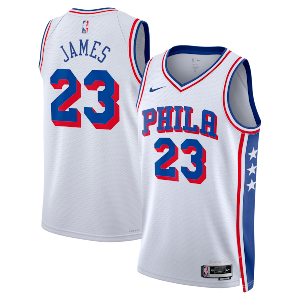Philadelphia 76ers #23 LeBron James White 2026 Association Edition Stitched Jersey Philadelphia 76ers #23 LeBron James White 2026 Association Edition Stitched Jersey