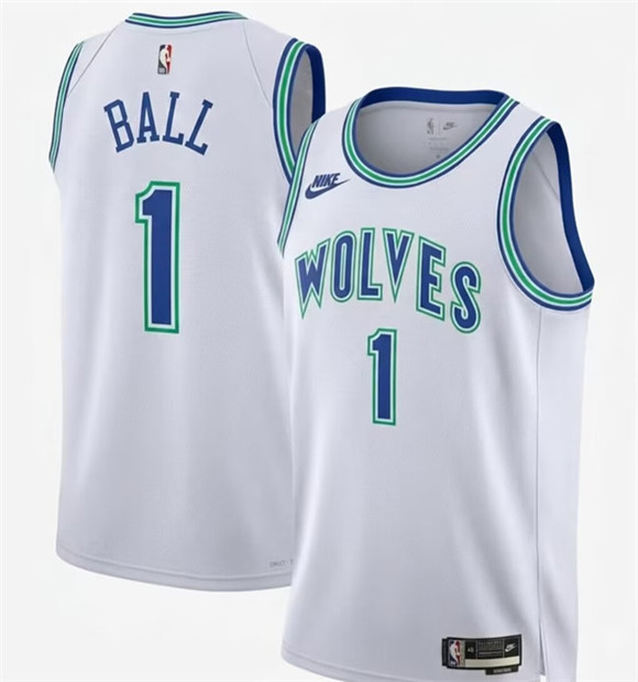 Minnesota Timberwolves #1 LaMelo Ball 2026 White Classic Edition Stitched Jersey Minnesota Timberwolves #1 LaMelo Ball 2026 White Classic Edition Stitched Jersey