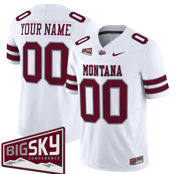 Montana Grizzlies Active Player Custom White 2025 F.U.S.E. Big Sky Patch Vapor Limited V1 Stitched Football Jersey Montana Grizzlies Active Player Custom White 2025 F.U.S.E. Big Sky Patch Vapor Limited V1 Stitched Football Jersey