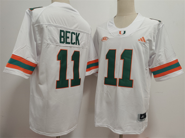 Miami Hurricanes #11 Carson Beck White Stitched Football Jersey  Miami Hurricanes #11 Carson Beck White Stitched Football Jersey