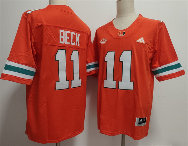 Miami Hurricanes #11 Carson Beck Orange Stitched Football Jersey  Miami Hurricanes #11 Carson Beck Orange Stitched Football Jersey