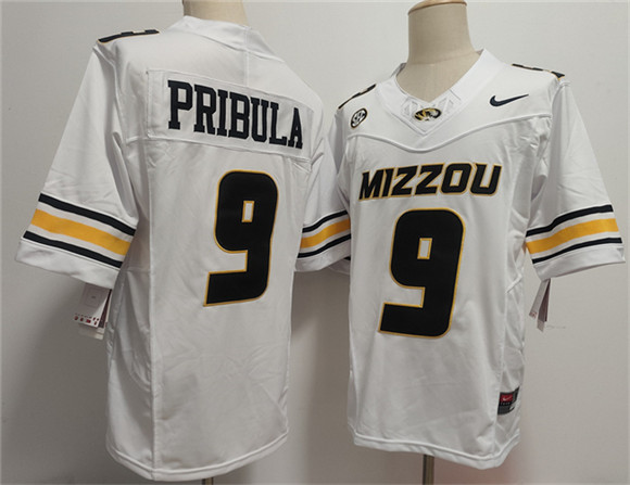 Missouri Tigers #9 Beau Pribula F.U.S.E. White Rose Bowl Patch Stitched Jersey Missouri Tigers #9 Beau Pribula F.U.S.E. White Rose Bowl Patch Stitched Jersey