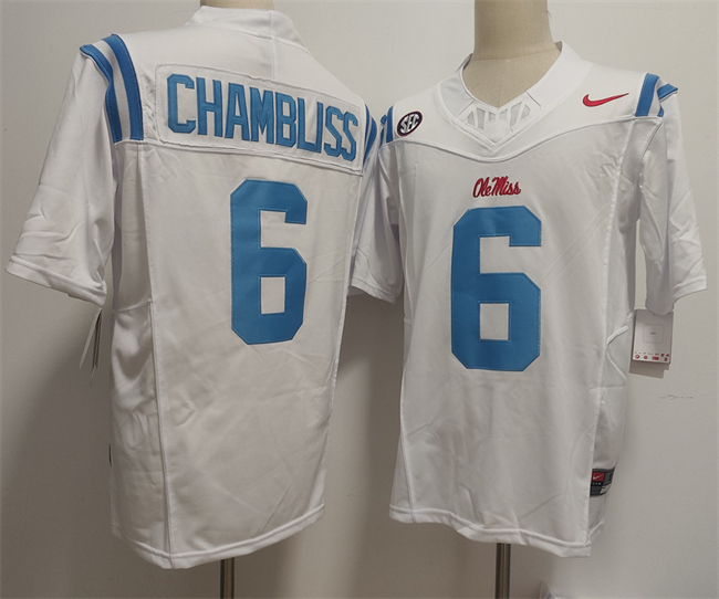 Ole Miss Rebels #6 Trinidad Chambliss White 2025 F.U.S.E. Stitched jersey Ole Miss Rebels #6 Trinidad Chambliss White 2025 F.U.S.E. Stitched jersey