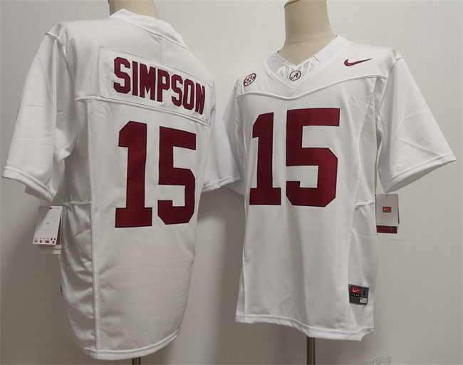 Alabama Crimson Tide #15 Ty Simpson White F.U.S.E. Stitched Football Jersey Alabama Crimson Tide #15 Ty Simpson White F.U.S.E. Stitched Football Jersey