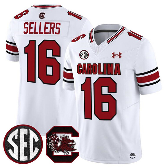 South Carolina Gamecocks #16 LaNorris Sellers White 2025 F.U.S.E. Stitched Jersey South Carolina Gamecocks #16 LaNorris Sellers White 2025 F.U.S.E. Stitched Jersey