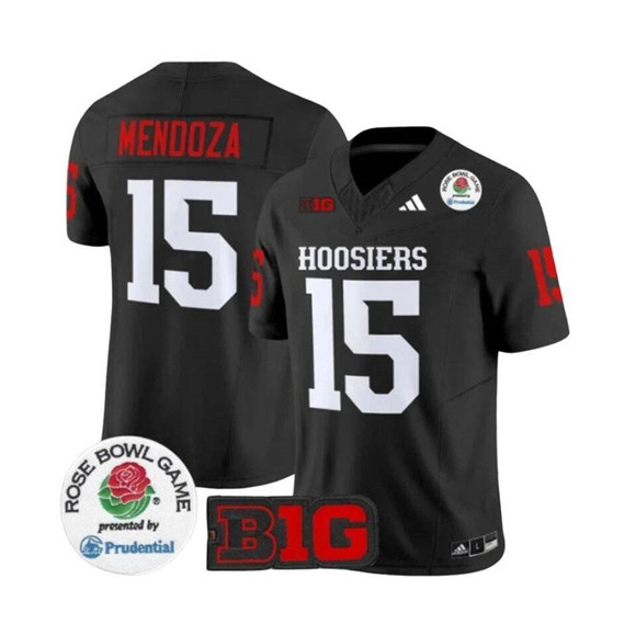 Indiana Hoosiers #15 Fernando Mendoza 2025 F.U.S.E. Rose Bowl Black Stitched Jersey Indiana Hoosiers #15 Fernando Mendoza 2025 F.U.S.E. Rose Bowl Black Stitched Jersey