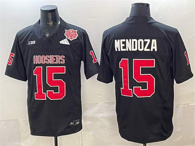 Indiana Hoosiers #15 Fernando Mendoza Black F.U.S.E. 2025 National Champions Patch Stitched Football Jersey Indiana Hoosiers #15 Fernando Mendoza Black F.U.S.E. 2025 National Champions Patch Stitched Football Jersey