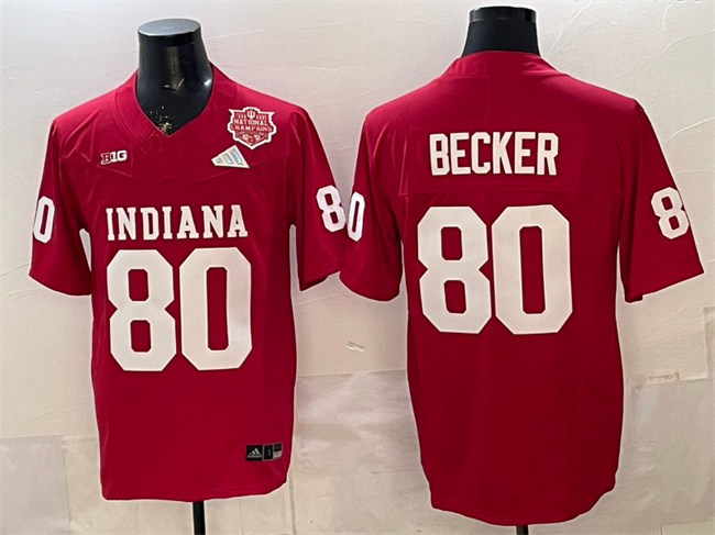 Indiana Hoosiers #80 Charlie Becker Red F.U.S.E. 2025 National Champions Patch Stitched Football Jersey Indiana Hoosiers #80 Charlie Becker Red F.U.S.E. 2025 National Champions Patch Stitched Football Jersey