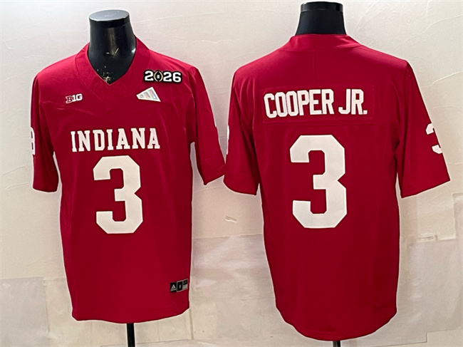 Indiana Hoosiers #3 Omar Cooper Jr. Red F.U.S.E. 2026 Patch Stitched Football Jersey Indiana Hoosiers #3 Omar Cooper Jr. Red F.U.S.E. 2026 Patch Stitched Football Jersey