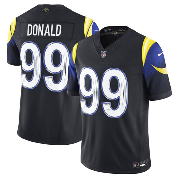 Los Angeles Rams #99 Aaron Donald Black 2025 F.U.S.E. ??Rivalries?? Vapor Limited Football Stitched Jersey Los Angeles Rams #99 Aaron Donald Black 2025 F.U.S.E. ??Rivalries?? Vapor Limited Football Stitched Jersey