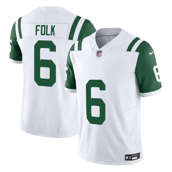 New York Jets #6 Nick Folk White 2025 F.U.S.E. Classic Alternate Vapor Untouchable Limited Football Stitched Jersey New York Jets #6 Nick Folk White 2025 F.U.S.E. Classic Alternate Vapor Untouchable Limited Football Stitched Jersey