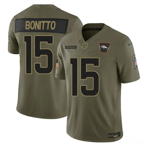 Denver Broncos #15 Nik Bonitto Olive 2025 F.U.S.E. Salute to Service Limited Football Stitched Jersey Denver Broncos #15 Nik Bonitto Olive 2025 F.U.S.E. Salute to Service Limited Football Stitched Jersey