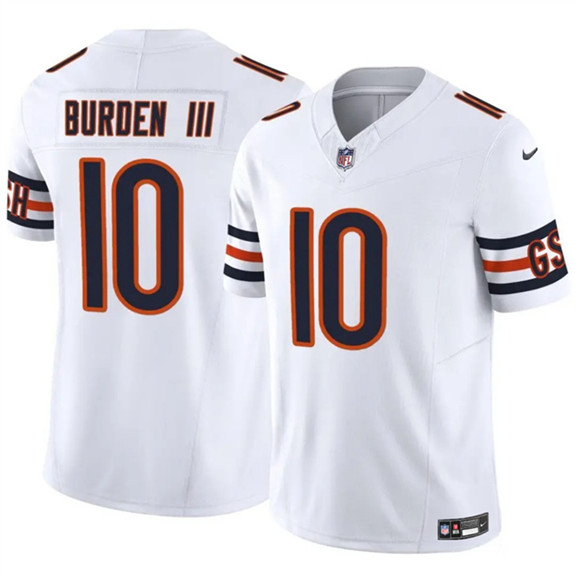 Chicago Bears #10 Luther Burden III White 2025 F.U.S.E. Vapor Untouchable Limited Football Stitched Jersey  Chicago Bears #10 Luther Burden III White 2025 F.U.S.E. Vapor Untouchable Limited Football Stitched Jersey