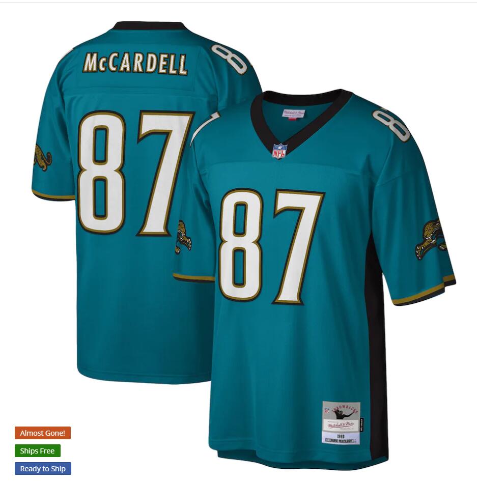 Jacksonville Jaguars #87 Keenan McCardell Mitchell & Ness Teal NFL Throwback Football Jersey Jacksonville Jaguars #87 Keenan McCardell Mitchell & Ness Teal NFL Throwback Football Jersey